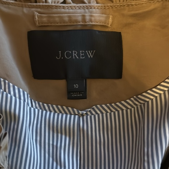 🍍 J Crew 00 Ruffle Chino Jacket Khaki Tan🍍Sz 10🍍pit to pit 19”🍍length 21”🍍 - Picture 2 of 3